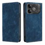 For Tecno Pova 6 5G RFID Anti-theft Brush Magnetic Leather Phone Case(Blue)