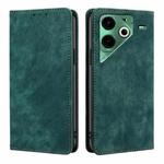 For Tecno Pova 6 Neo 4G RFID Anti-theft Brush Magnetic Leather Phone Case(Green)