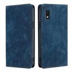For Sharp Aqous Wish 3 RFID Anti-theft Brush Magnetic Leather Phone Case(Blue)