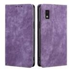 For Sharp Aqous Wish 3 RFID Anti-theft Brush Magnetic Leather Phone Case(Purple)