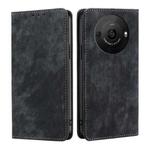 For Sharp Aquos R8 Pro SH-51D RFID Anti-theft Brush Magnetic Leather Phone Case(Black)