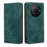 For Sharp Aquos R8 Pro SH-51D RFID Anti-theft Brush Magnetic Leather Phone Case(Green)