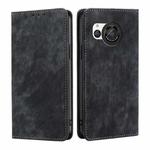 For Sharp Aquos R8 SH-52D RFID Anti-theft Brush Magnetic Leather Phone Case(Black)