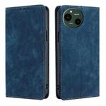 For Sharp Aquos R9 RFID Anti-theft Brush Magnetic Leather Phone Case(Blue)