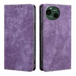 For Sharp Aquos R9 RFID Anti-theft Brush Magnetic Leather Phone Case(Purple)