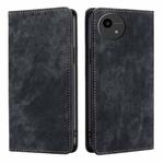 For Sharp Aquos Wish4 RFID Anti-theft Brush Magnetic Leather Phone Case(Black)