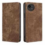 For Sharp Aquos Wish4 RFID Anti-theft Brush Magnetic Leather Phone Case(Brown)