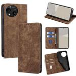 For Sharp Aquos R10 RFID Anti-theft Brush Magnetic Leather Phone Case(Brown)