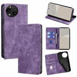 For Sharp Aquos R10 RFID Anti-theft Brush Magnetic Leather Phone Case(Purple)