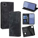 For Sharp Aqous wish5 RFID Anti-theft Brush Magnetic Leather Phone Case(Black)