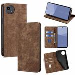 For Sharp Aqous wish5 RFID Anti-theft Brush Magnetic Leather Phone Case(Brown)