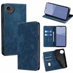 For Sharp Aqous wish5 RFID Anti-theft Brush Magnetic Leather Phone Case(Blue)