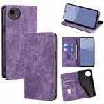 For Sharp Aqous wish5 RFID Anti-theft Brush Magnetic Leather Phone Case(Purple)