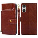 For CUBOT P60 Zipper Bag Leather Phone Case(Brown)