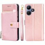 For Infinix Hot 30i 4G Zipper Bag Leather Phone Case(Rose Gold)