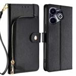 For Infinix Hot 40i Zipper Bag Leather Phone Case(Black)