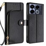 For Infinix Note 40 4G Zipper Bag Leather Phone Case(Black)