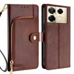 For Infinix Note 40 Pro 4G Zipper Bag Leather Phone Case(Brown)
