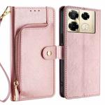 For Infinix Note 40 Pro 4G Zipper Bag Leather Phone Case(Rose Gold)