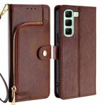 For Infinix Hot 50 5G Zipper Bag Leather Phone Case(Brown)