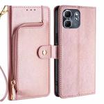 For Infinix Hot 50i 4G Zipper Bag Leather Phone Case(Rose Gold)