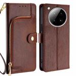 For Infinix Zero 40 4G Zipper Bag Leather Phone Case(Brown)