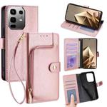 For Infinix Note 50 4G Zipper Bag Leather Phone Case(Rose Gold)