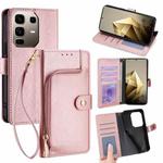 For Infinix Note 50 Pro+ 5G Zipper Bag Leather Phone Case(Rose Gold)