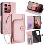 For Infinix Note 50s 5G Zipper Bag Leather Phone Case(Rose Gold)