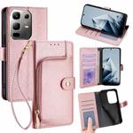 For Infinix Note 50x 5G Zipper Bag Leather Phone Case(Rose Gold)