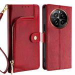 For Realme GT5 Pro 5G Zipper Bag Leather Phone Case(Red)