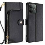 For Realme GT Neo6 SE Zipper Bag Leather Phone Case(Black)