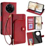 For Realme 14 Pro+ 5G Zipper Bag Leather Phone Case(Red)