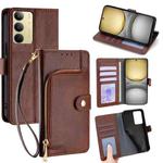 For Realme C75 4G / 14x 5G Global Zipper Bag Leather Phone Case(Brown)