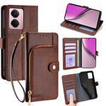 For Realme P3 Pro 5G Global Zipper Bag Leather Phone Case(Brown)