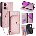 For Realme P3 Pro 5G Global Zipper Bag Leather Phone Case(Rose Gold)