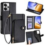For Realme 14 5G Global Zipper Bag Leather Phone Case(Black)