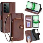 For Realme C71 4G Zipper Bag Leather Phone Case(Brown)
