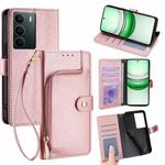 For Realme C71 4G Zipper Bag Leather Phone Case(Rose Gold)