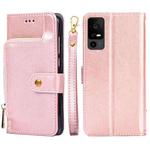 For TCL 40 XE 5G / 40X 5G T601D Zipper Bag Leather Phone Case(Rose Gold)