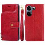 For Tecno Camon 20 Pro 4G Zipper Bag Leather Phone Case(Red)