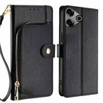 For Tecno Pova 6 Pro 5G Zipper Bag Leather Phone Case(Black)