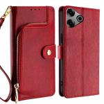 For Tecno Pova 6 Pro 5G Zipper Bag Leather Phone Case(Red)