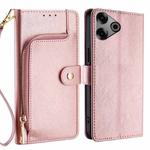 For Tecno Pova 6 Pro 5G Zipper Bag Leather Phone Case(Rose Gold)