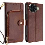 For Tecno Spark 20 Pro+ 4G Zipper Bag Leather Phone Case(Brown)