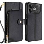 For Tecno Pova 6 5G Zipper Bag Leather Phone Case(Black)