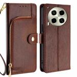 For Tecno Camon 30 Zipper Bag Leather Phone Case(Brown)