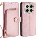 For Tecno Camon 30 Zipper Bag Leather Phone Case(Rose Gold)