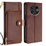 For Tecno Spark 30C 4G Zipper Bag Leather Phone Case(Brown)