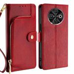 For Tecno Spark 30C 4G Zipper Bag Leather Phone Case(Red)